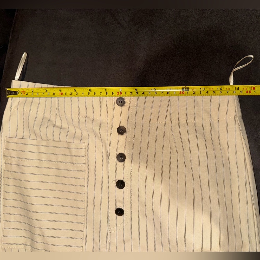 NWT ZARA Beige Vertical Striped Skirt with Single Pocket Double Side Slit Skirt - Picture 12 of 13